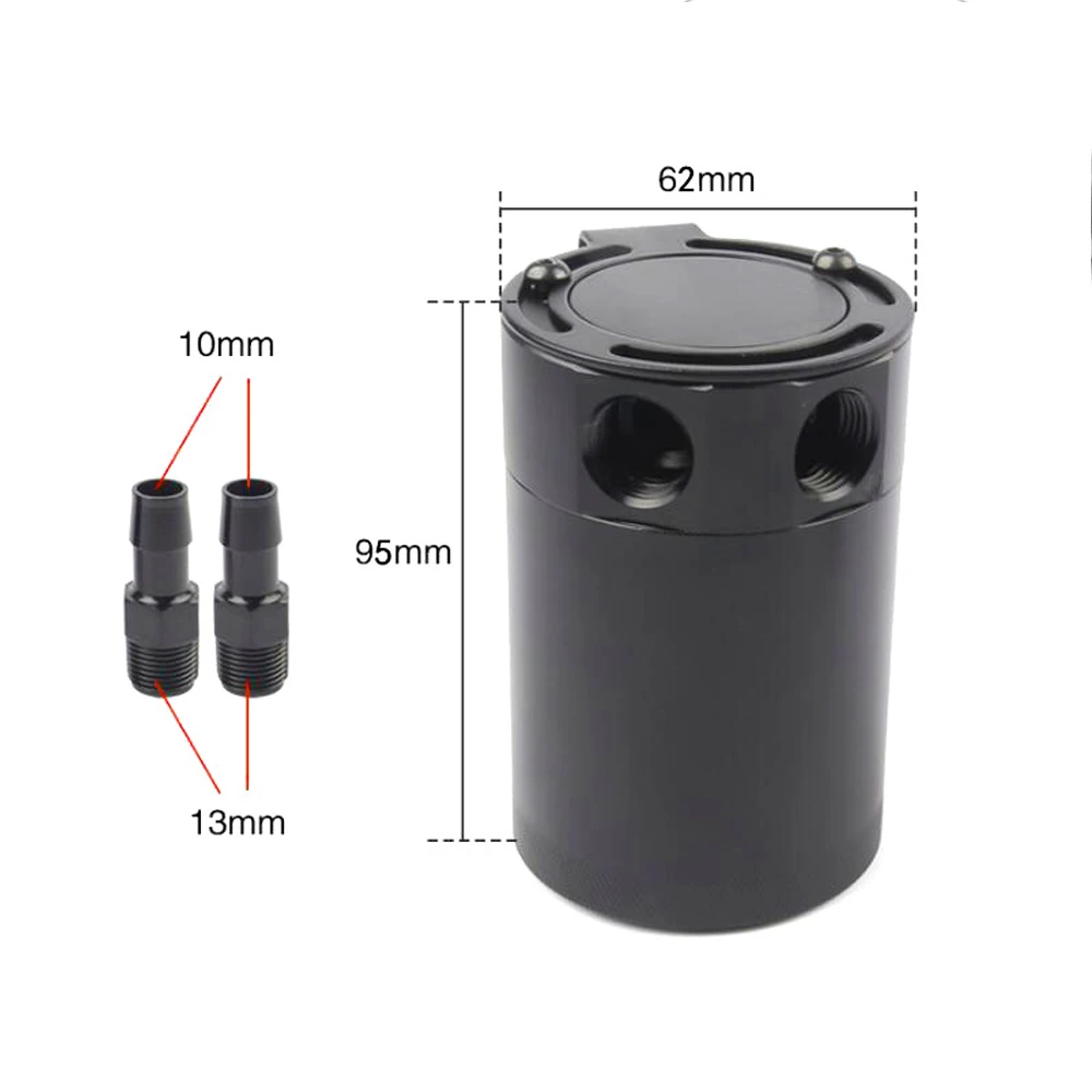 Universal Oil Catch Can Compact Baffled 2Port Aluminum Reservoir Oil Catch Tank Fuel Tank Parts Two hole breathable Kettle 400ml