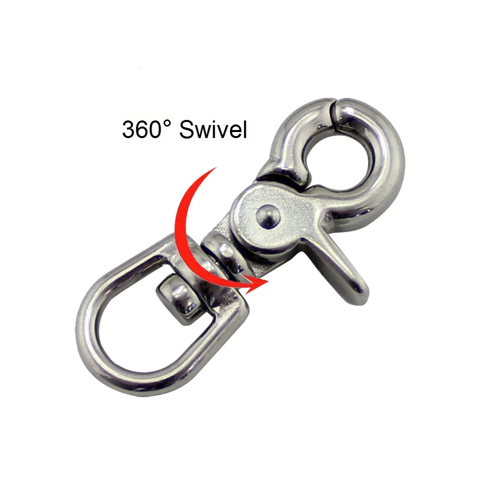 5PCS Trigger Clip Hook Stainless Steel 316 Swivel Spring Eye Snap 65mm Snap Hook