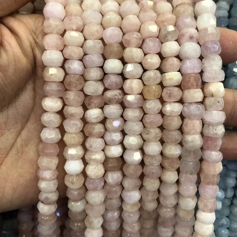 

Wholesale 2string Natural Pink Morganite Beryl Gem Beads Faceted 4x6mm 5x8mm Faceted Roundel Beads For jewelry DIY 15.5"/string