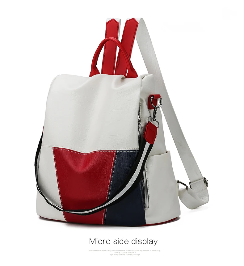 Multifunctional Backpack Women Leather Backpacks Female White School Bags For Teenage Girls Shoulder Bag Travel BackPack Mochila