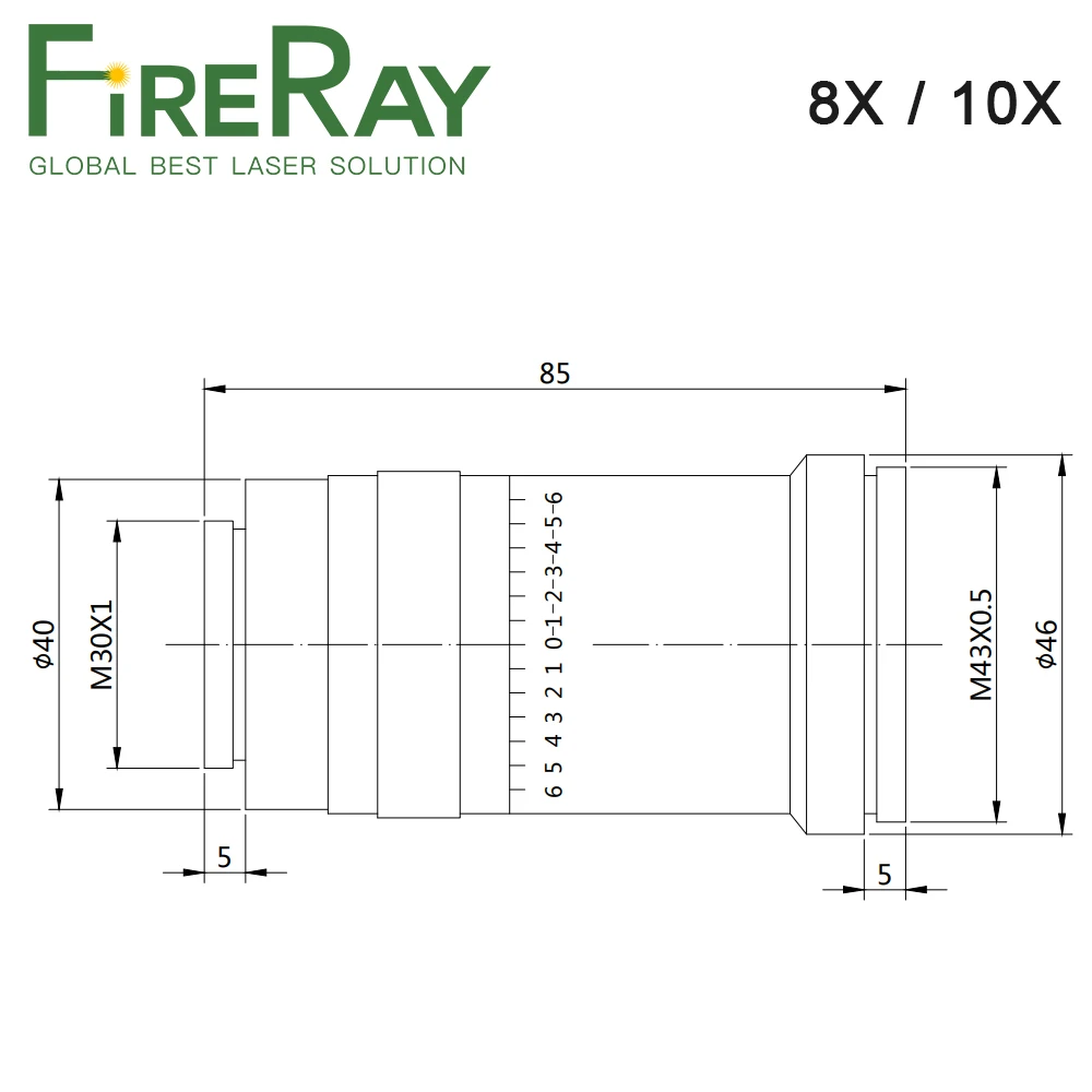 FireRay 1064nm Fiber Laser Beam Expander 8X 10X Laser Marking Lenses Optics Beam Expander