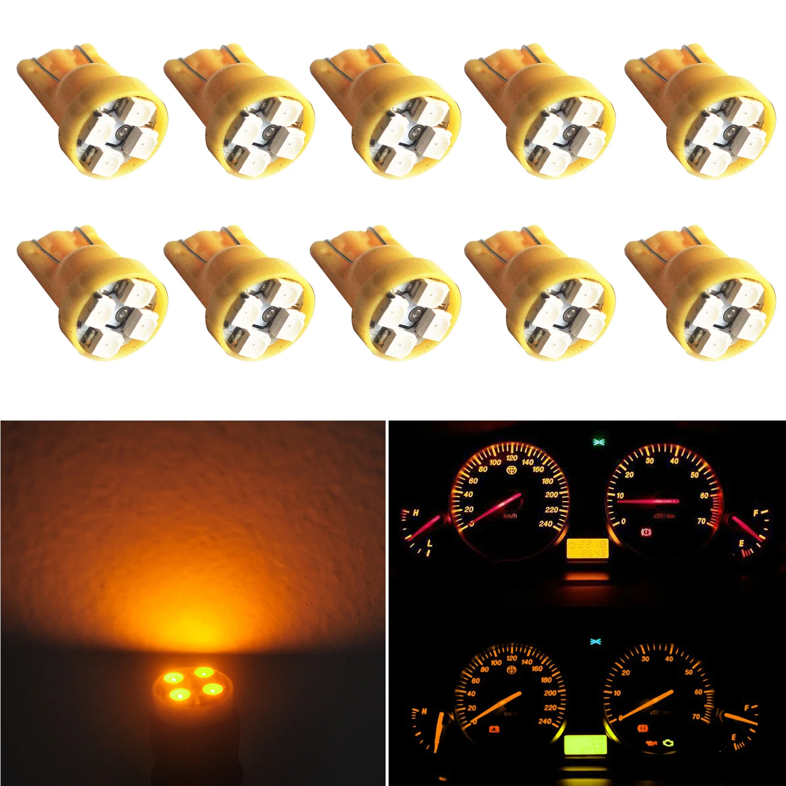 10pcs T10 4-SMD Wedge Interior Instrument Side Car Light Bulb Lamp Car Styling