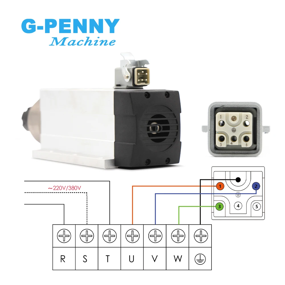 G-Penny 2.2kw ER25 Air Cooled Spindle Motor With /Without Flange CNC 220v /380v Ceramic Ball Bearings Spindle 0.01mm Accuracy