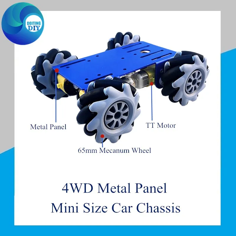 Metal Robot Chassis 65mm Mecanum Wheel 4wd Car Chassis CM101 With 4 TT Motor Wheel For Arduino  Diy Maker Teaching Kit