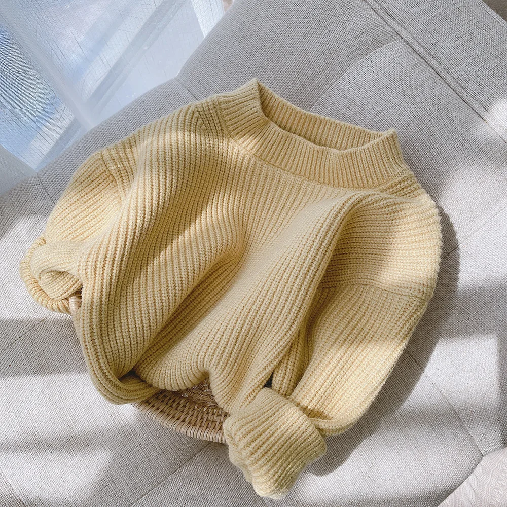 Newest Newborn Baby Girl Boy Knitted Long Sleeve Autumn Winter Sweater Solid Loose Pullover Casual Top Kids Clothes 0-6Y