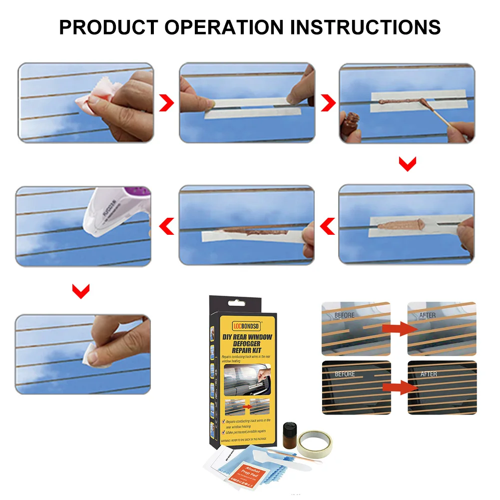 Car Rear Window Defogger Repair Kit DIY Quick Repair Defroster Scratched BrokenHeater Grid Lines Auto Care Tool