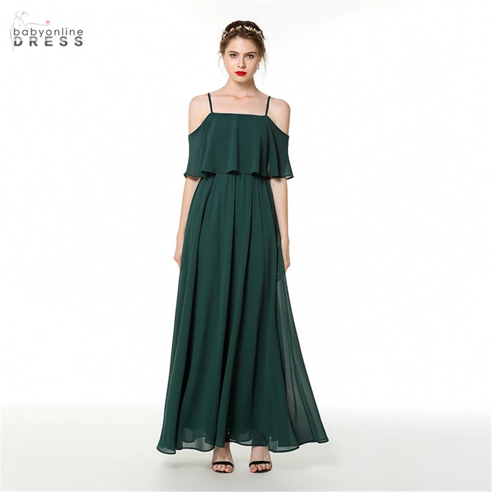 Vestidos A-line Chiffon Long Evening Dress 2020 New Spaghetti Vintage Evening Gown Abendkleider Robe De Soiree Longo