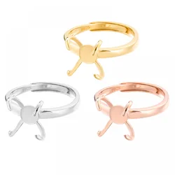 925 Sterling Silver 4 Claws Ring Blanks Adjustable Ring Base for 12mm Irregular Gemstones Cabochon Setting Ring Jewelry Making