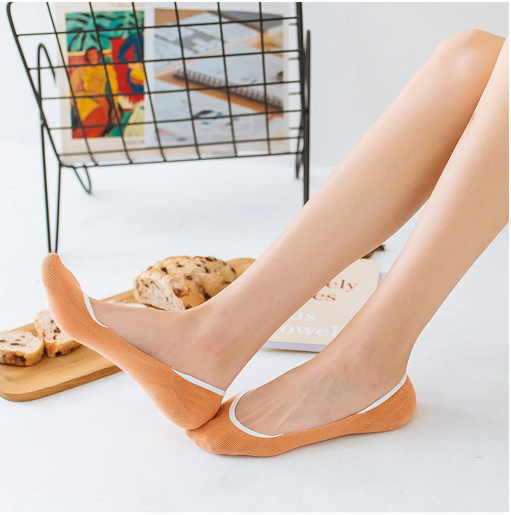 10 Paar unsichtbare Socken für Damen, Hausschuhe, kurze Söckchen-Set, modische Damen-Frau-Packung, einfarbig, Baumwolle, rutschfest, No-Show-Socken – Detail 7