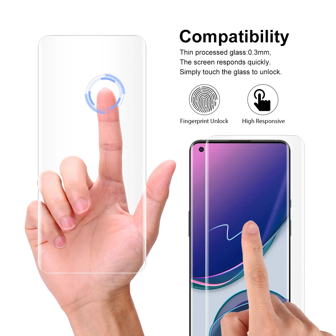 

Защита экрана для Oneplus 9 Pro, закаленное стекло с полным покрытием, ультрафиолетовая стеклянная пленка для 1 + 9 pro, аксессуары для телефонов