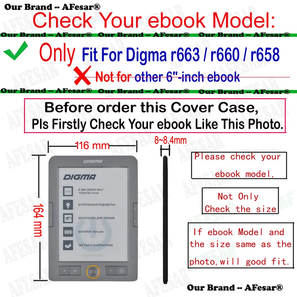 Leather Cover For Digma R663 R660 R658 Flip Case Pocket With Magnet Protective Ereader Skin