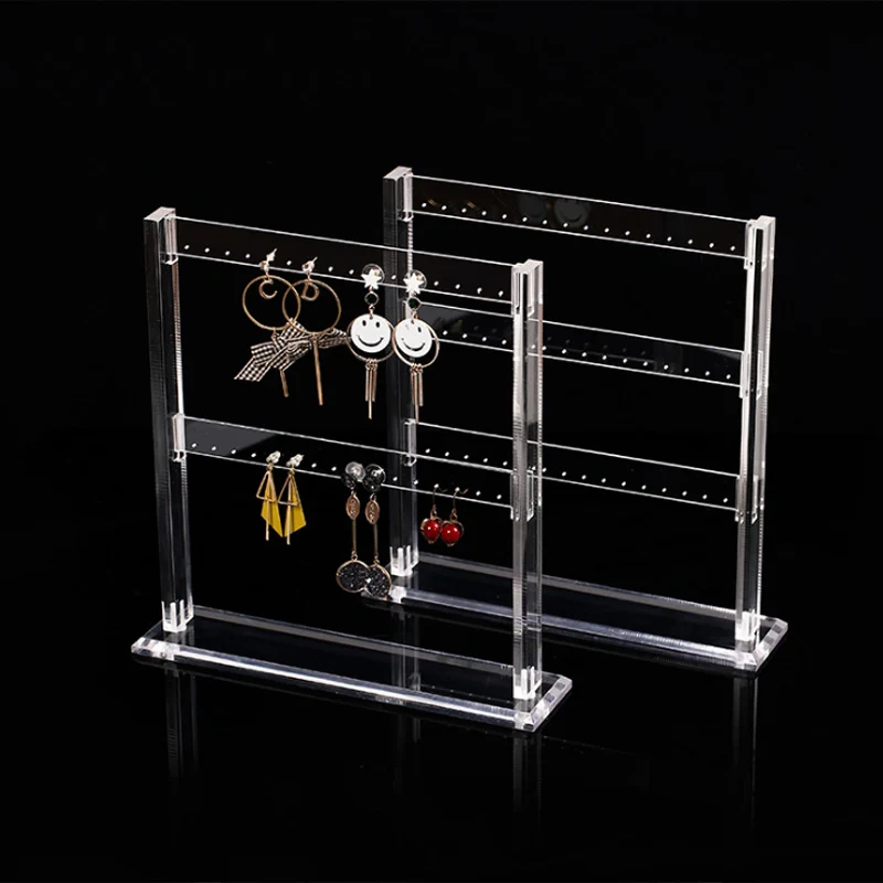 Earring Holder Jewelry Showing Showcase 2-layer and 3-layer Displays New Arrival Clear Acrylic Earring Necklaces Display Stand