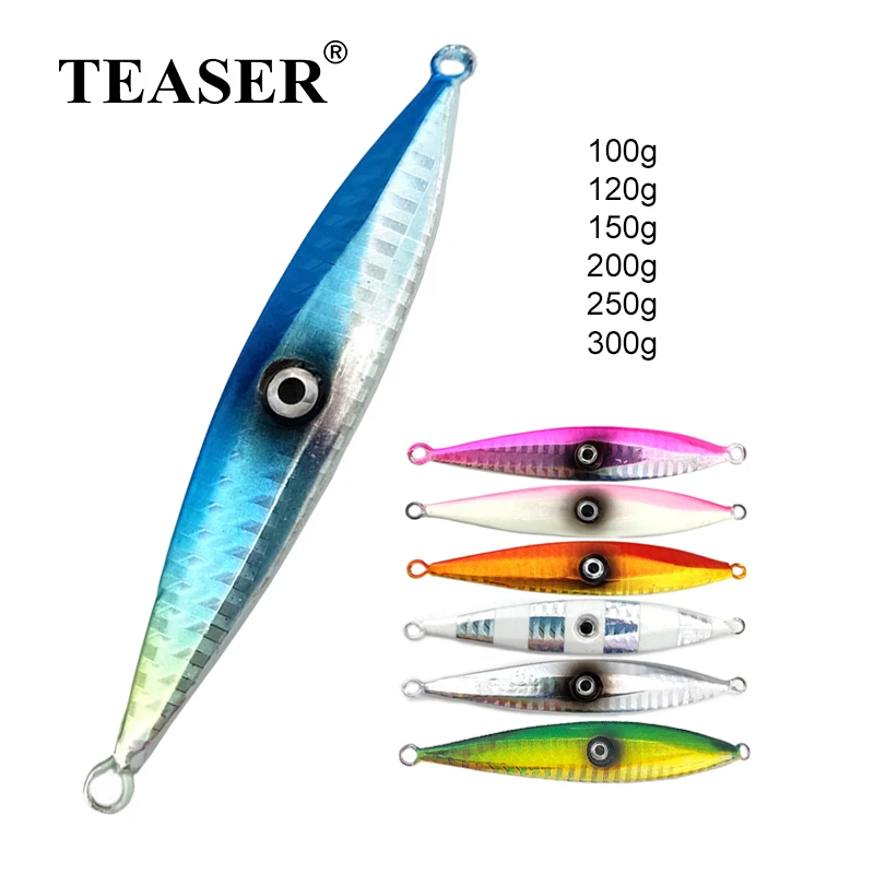 

TEASER 100g 120g 150g 200g 250g 300g Hard Metal Lure Crankbait Deepsea Fishing Slow Sinking Artificial Luminous Bass Lure Jigs