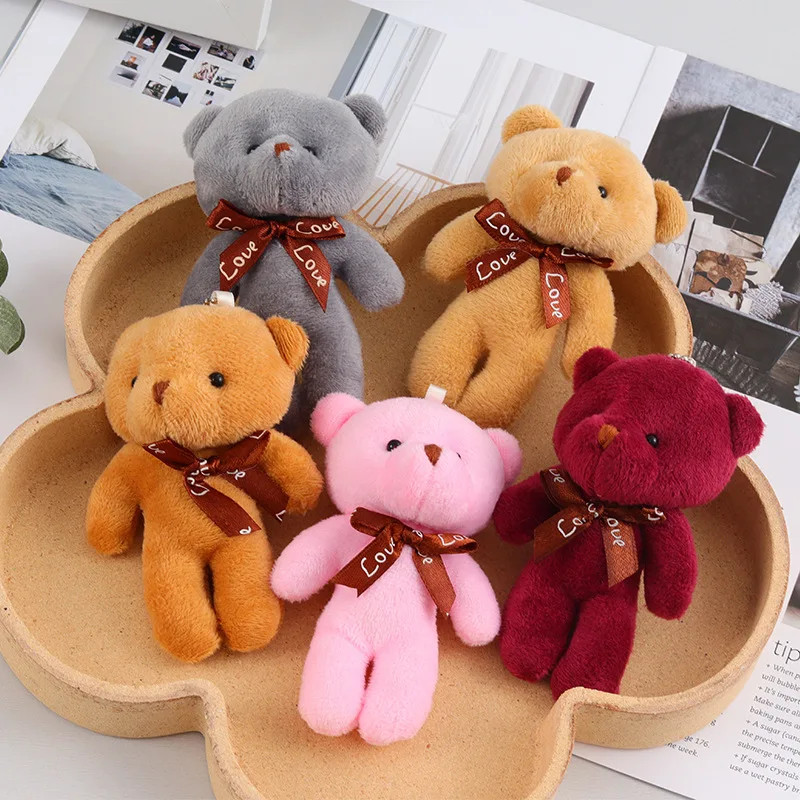 New Korean Cartoon Doll Teddy Bear Key Chain Pendant One-piece Plush Bear Color Doll