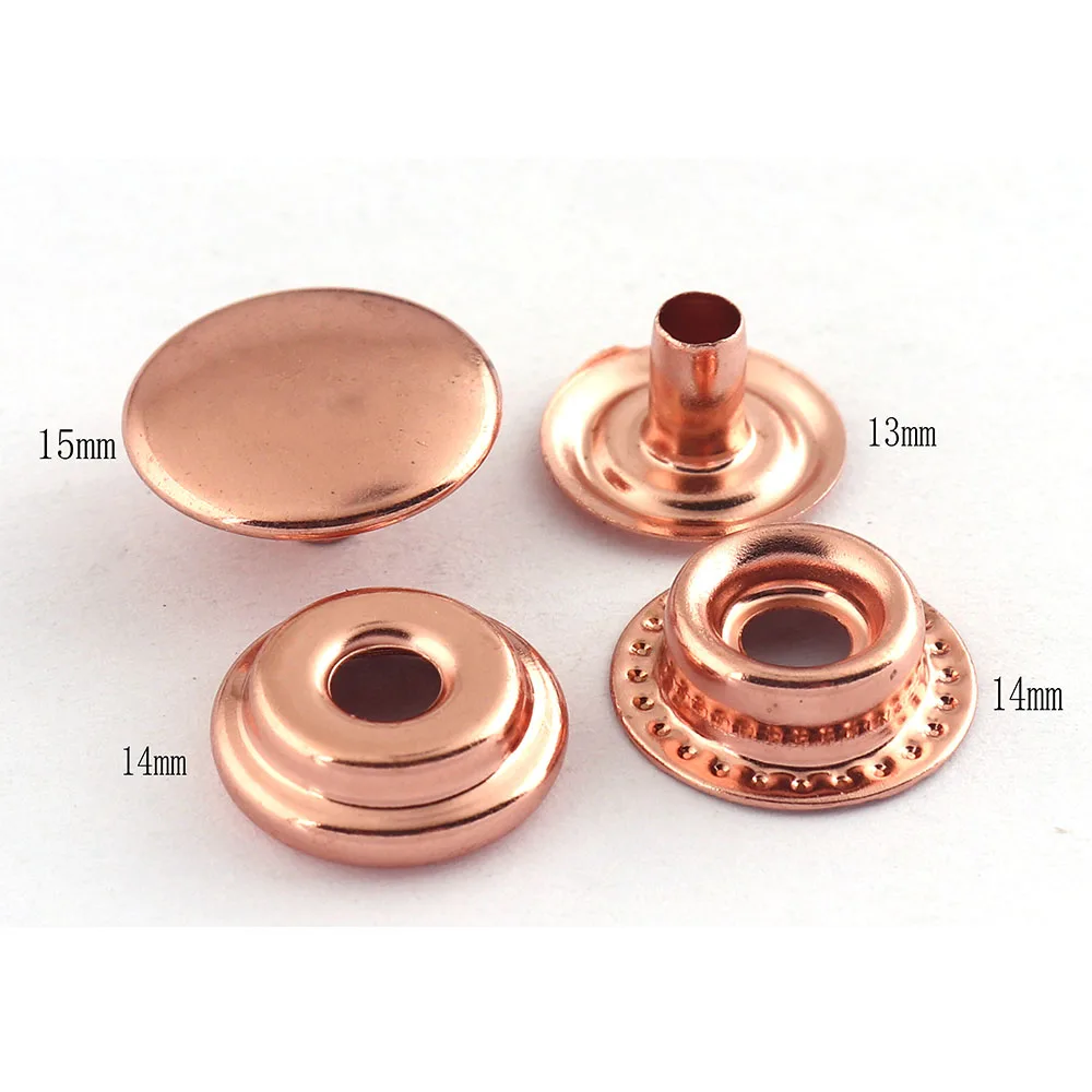 Rose Gold Snap Fasteners Spring Snap Buttons Snap Rivet Buttons Metal Rivet Buttons Leather Closure Fasteners Sewing Fasteners