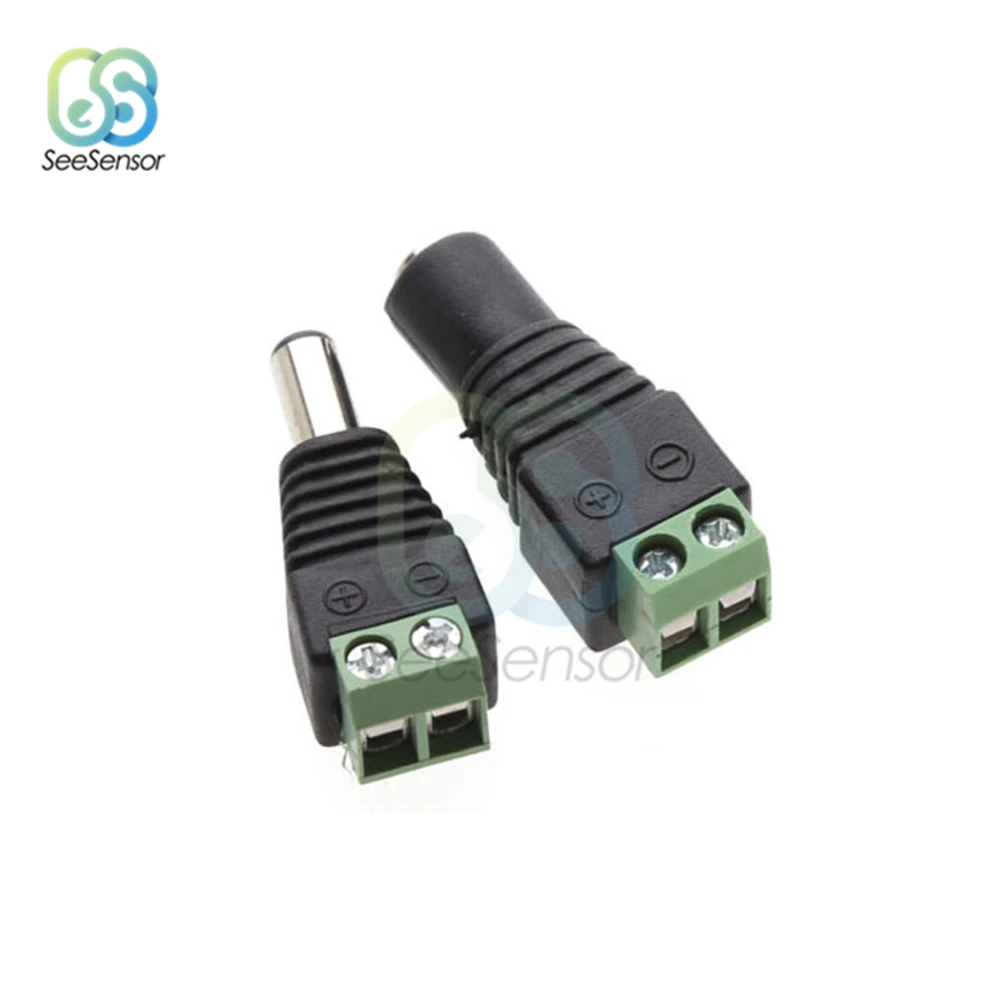 5.5Mm X 2.1Mm Nữ Nam + DC Cắm Dành Cho 5050 3528 5060 Dây Đèn LED Ánh Sáng và Camera Quan Sát