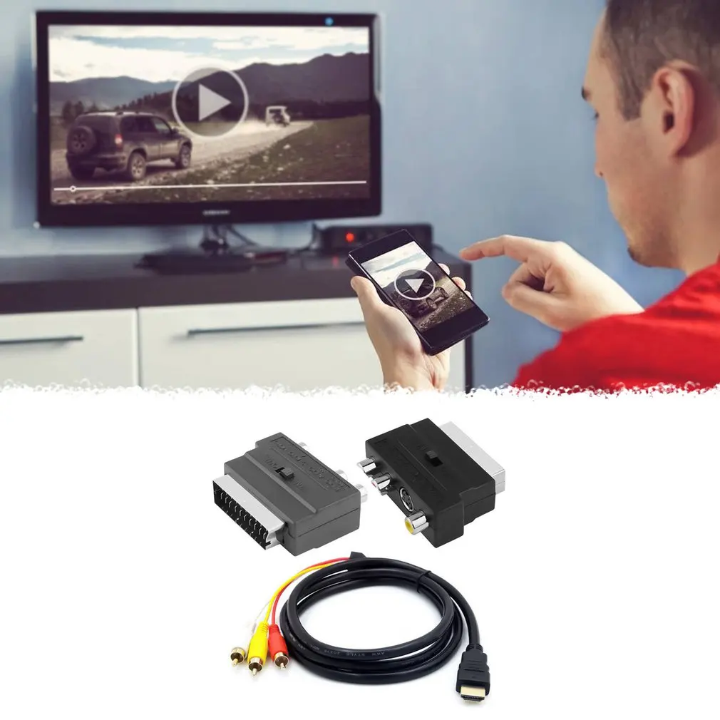 HDMI-kompatibel Zu 3Rca Scart Zwei-In-One-Adapter Kabel 1,5 M Männlichen S-Video Zu 3 Rca Av Audio Kabel 3 Rca Phono Adapter