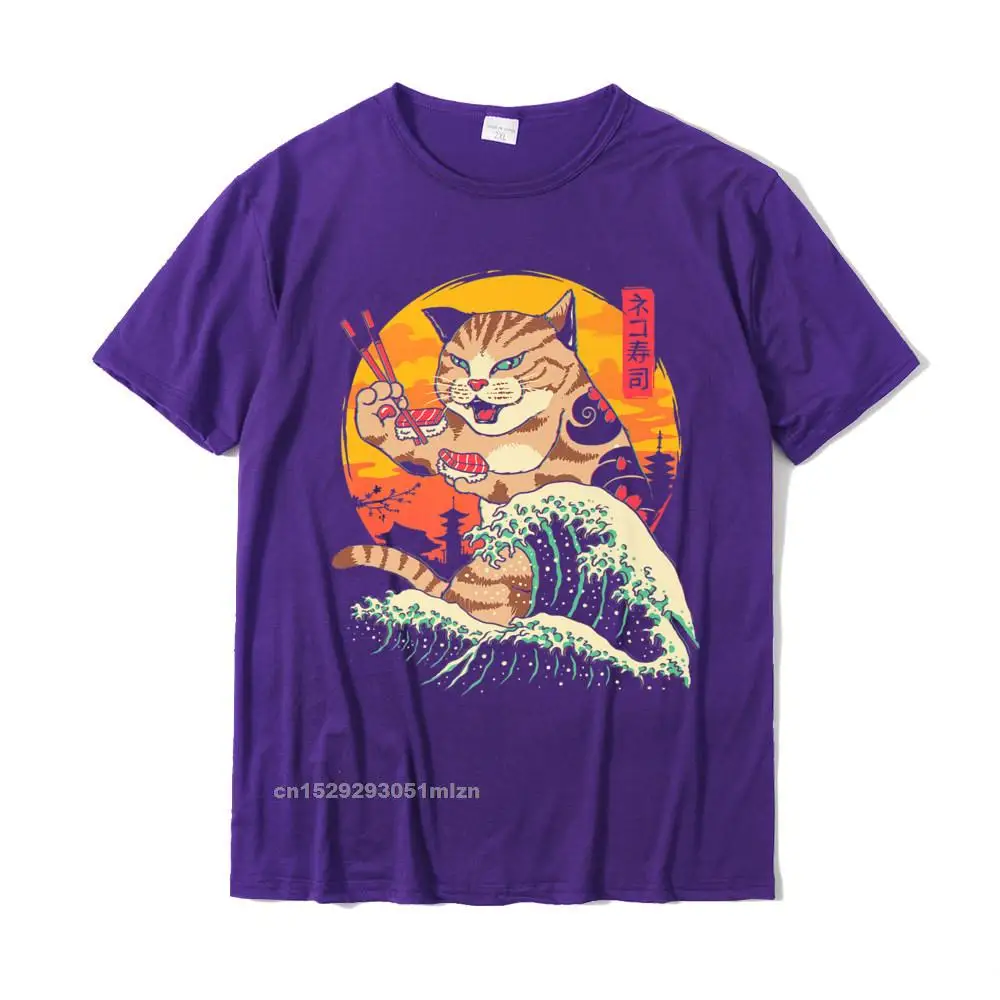 Neko Sushi Wave T-Shirt Premium T-Shirt Youth Rife Slim Fit Tops Shirt Cotton Top T-Shirts Geek