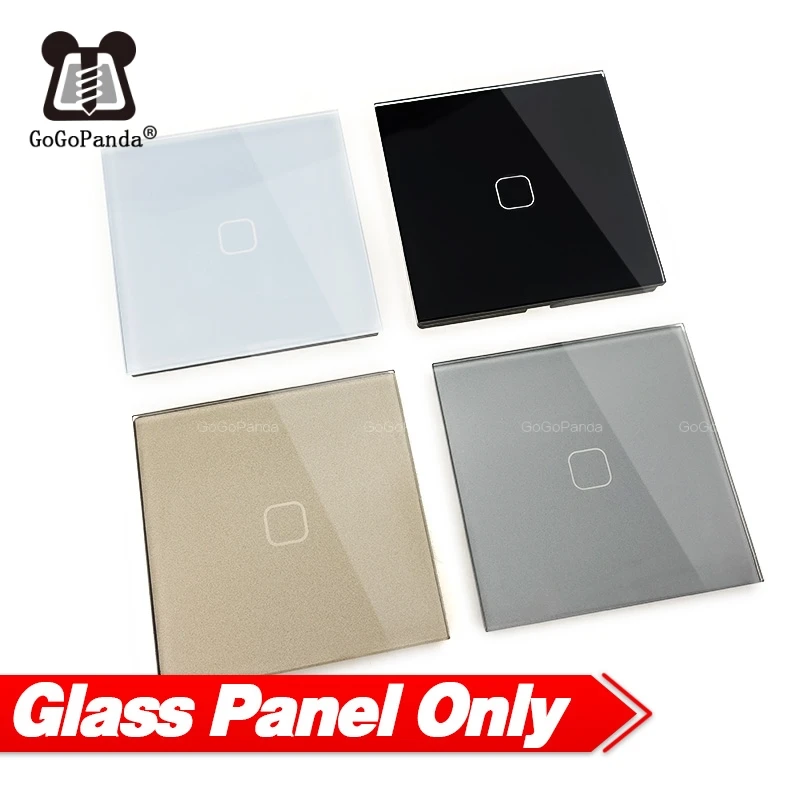 (Not switch)Touch Switch Panel Round Square 86mm *86mm EU UK 1G 2G 3G Luxury Crystal Glass Panel White Black Grey Gold 1 Piece