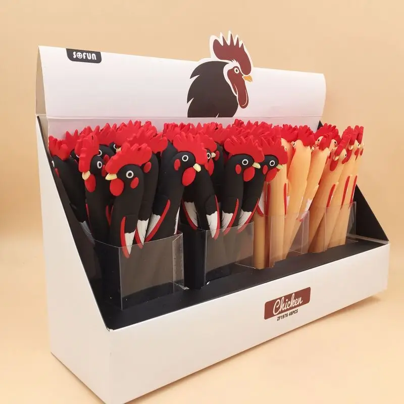 1PCS Cartoon Animal Full Silicone Gel Pen Cute Big Cock 0.5mm Black Ink Pen Novelty Kawaii Stationery Office Pretty Lovely Gifts