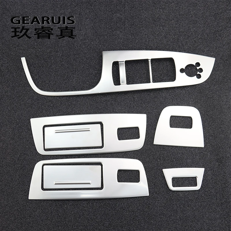 Car styling door armrest panel covers trim for Audi Q7 4l window glass lift buttons frame decal strip Carbon fiber Auto stickers