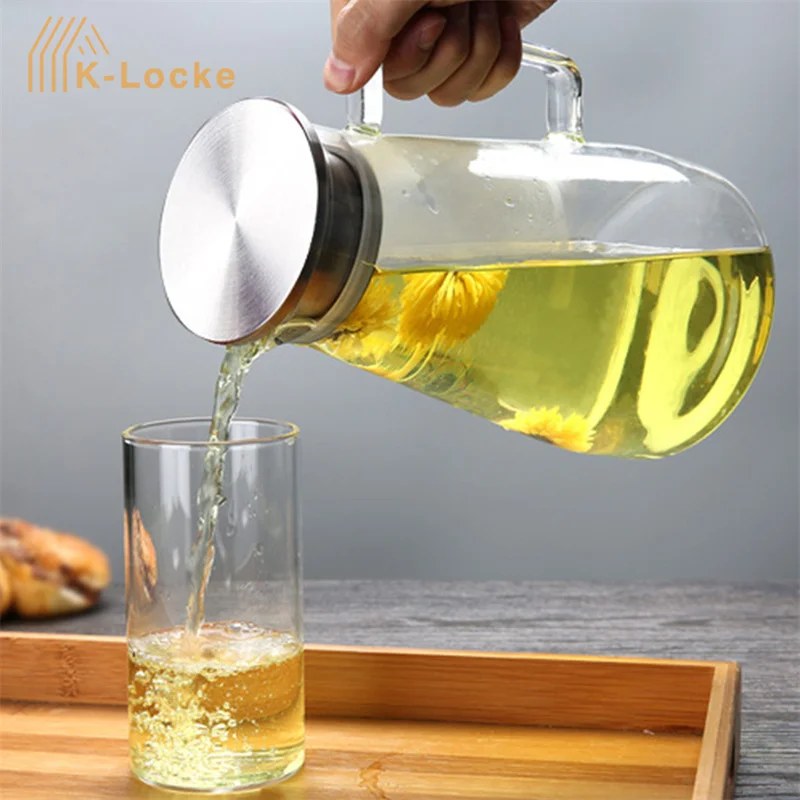 Large-capacity Transparent Glass Kettle Tea Water Jug Coffee Lemonade Pitcher Heat-resistant Explosion-proof Heatable Carafe