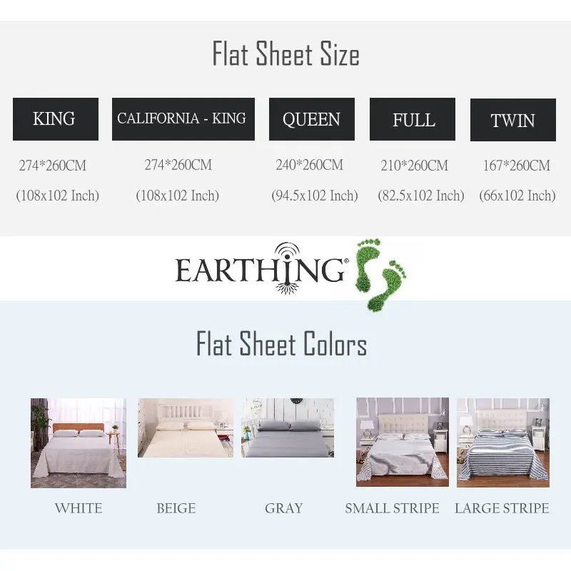 EARTHING Flat Sheet nature Cotton with silver Sheet Conductive fabric Grounded kits Anti static Antibacterial sheet