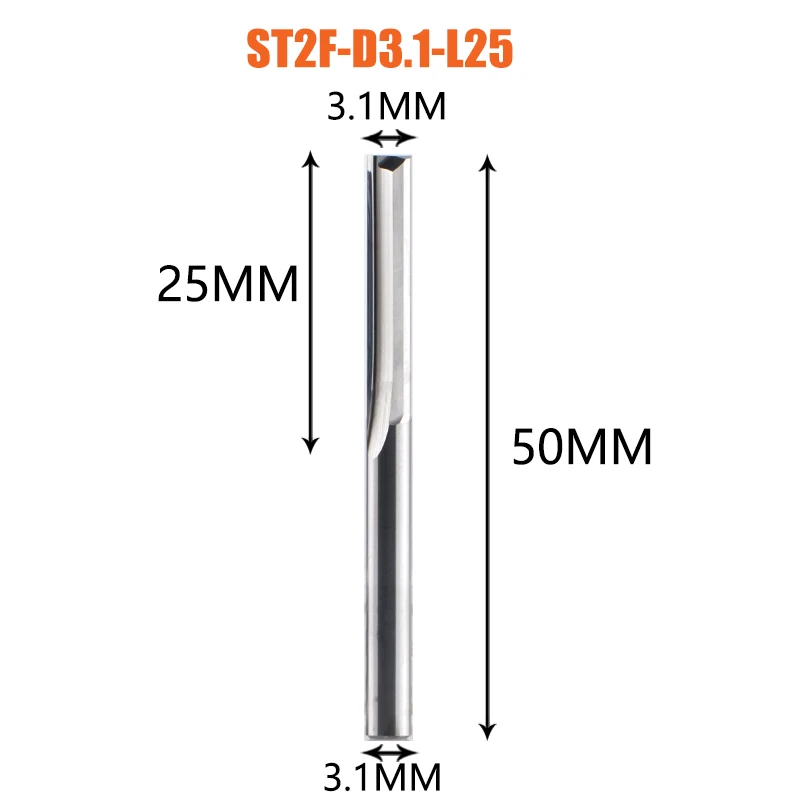 Dreanique 1 st 3.175 4 6 8mm Schacht 2 Fluit Carbide Frees Frezen Graveren Bit Rechte Slot frees