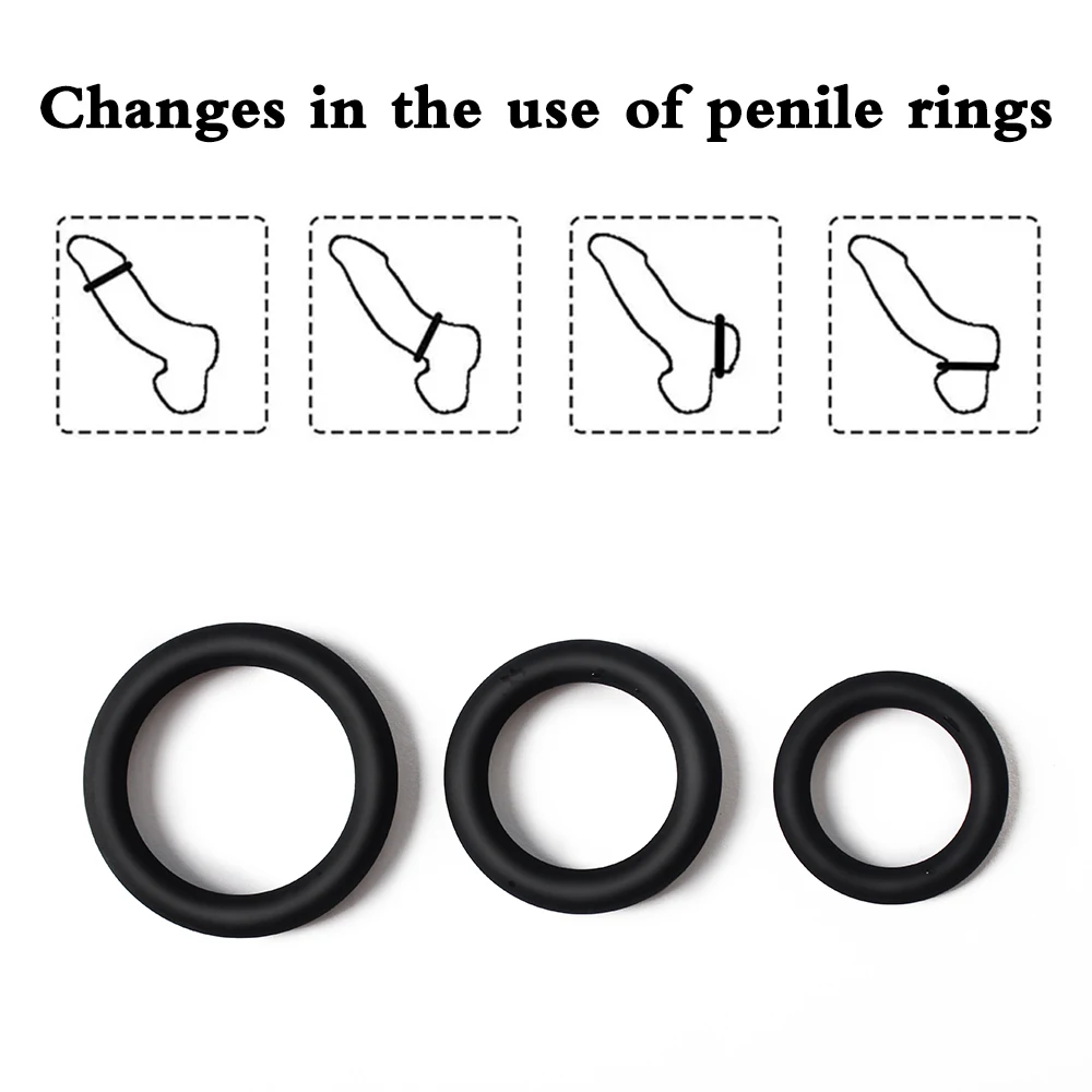 3 Pieces Male Cock Ring Penis Ring Delay Ejaculation Scrotal Binding Ball Stretcher Silicone Cockring Sex Toy For Men