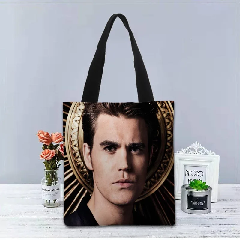 

Custom Paul Wesley Tote Bag Canvas Fabric Handbag Two Sides Printed Shopping Bags Traveling Casual Useful Shoulder Bag 1208