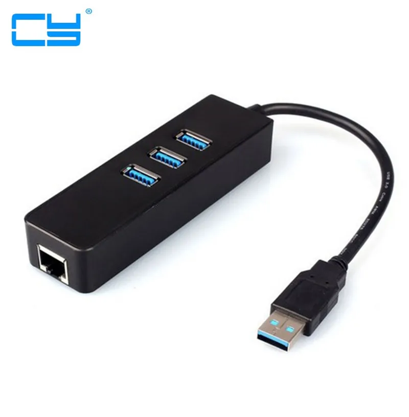 

New USB 3.0 to RJ45 Lan Card Gigabit Ethernet Network adapter Cable With 3 Port Hub for Macbook air Notebook