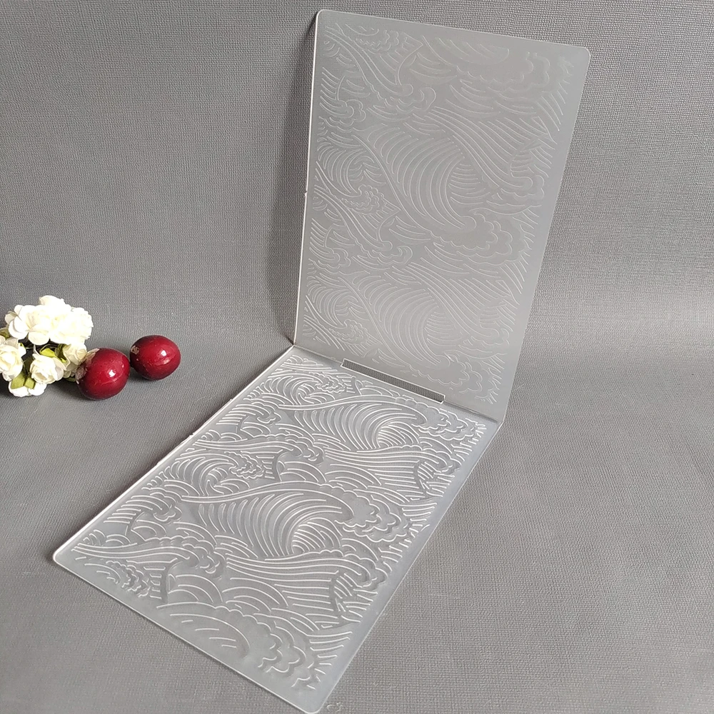 AZSG Wave Pattern Embossing Folder Design For DIY Paper Cutting Dies For Scrapbooking Card Making Plastic Plate Size 10.5*14.5cm