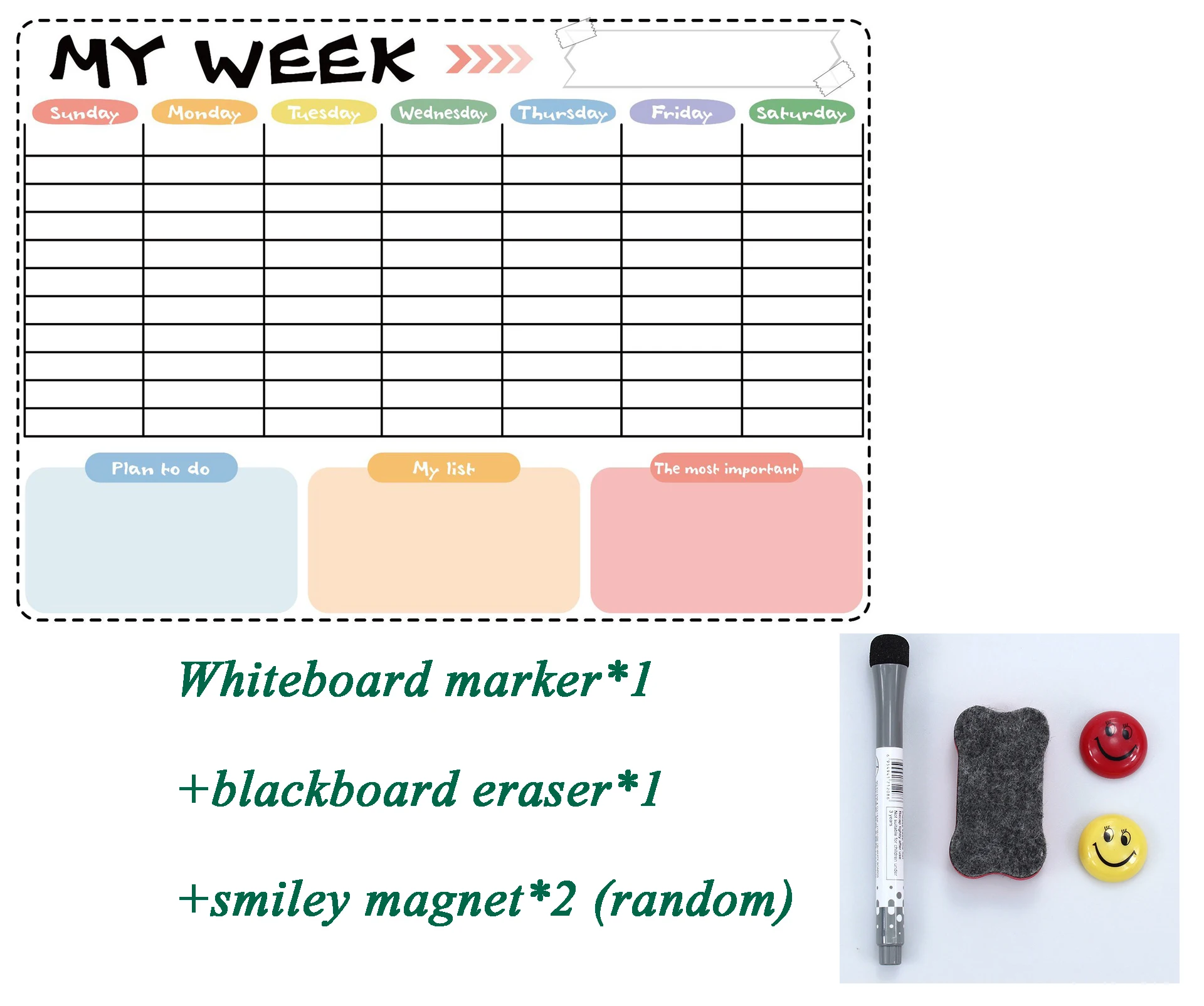 Magnetic Monthly Weekly Planner Calendar Table Dry Erase Calendar Whiteboard Schedules Fridge Sticker Message Board 420x300mm