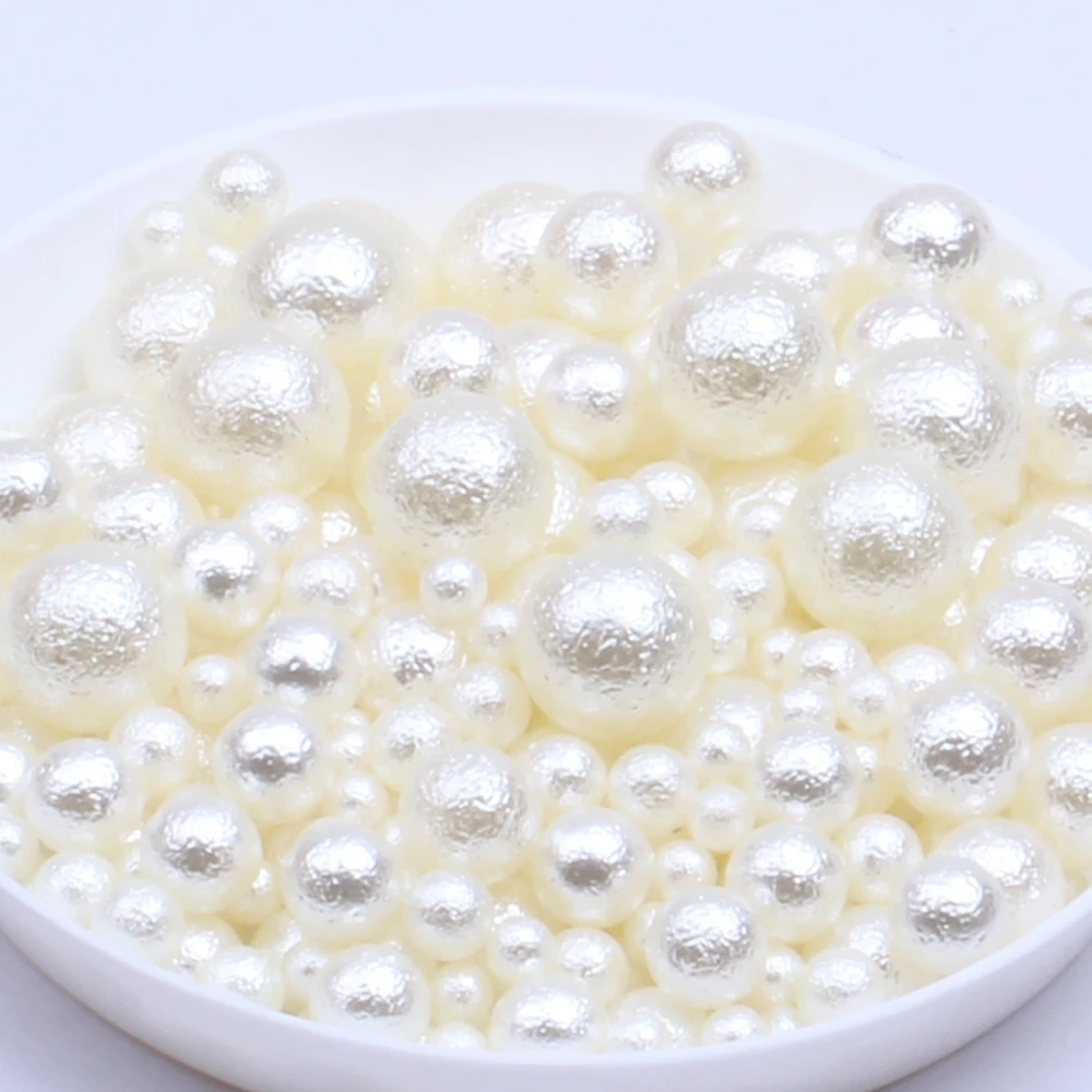 3mm 4mm 5mm 6mm 8mm Mix Sizes 400PCS ABS Wrinkled Skin Imitation Pearl Beads Round No Hole Loose Bead For Craft Jewelry Making