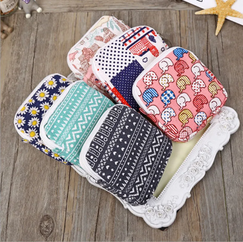 Women Cute Coin Purse Sanitary Pad Bag Tampon Case Lipstick Keys Card Holder Zipper Bag Pouch Napkin Organizer Girls Storage Bag