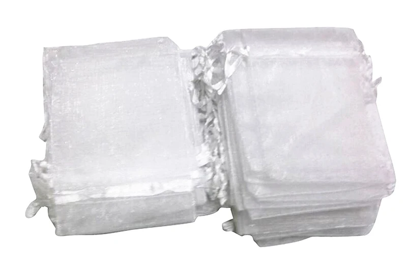 100pcs/lot 10x13cm Nice Jewelry Packaging Bags Drawstring Bags White Organza Bags Wedding Pouches Christmas Gift Bag