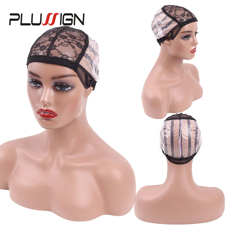 1 Teile/los 2 Teile/los Auflösen Perücke Kappe Mit Verstellbaren Riemen S M L Dome Kappen Kunststoff Haar Netze Plussign Perücke, der Basis Mesh Perücke Kappe – Detail 11