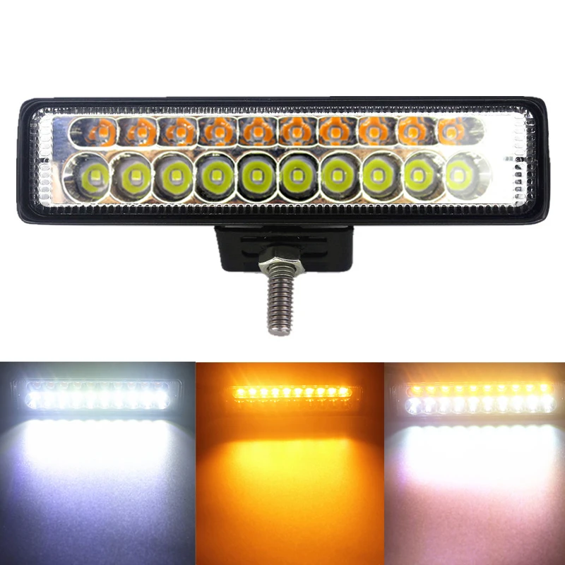 20W Work Light LED Bar White Amber Warning Driving Fog Lamp for Auto Truck Motorcycle Offroad SUV 4x4 ATV Car Styling DC12V 24V