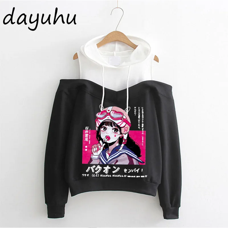 Y2k Goth Anime Hoodie Aesthetic Women Sweatshirt Gothic Punk Grunge Streetwear Ladies Gothic Top Manga Harajuku Clothes Female