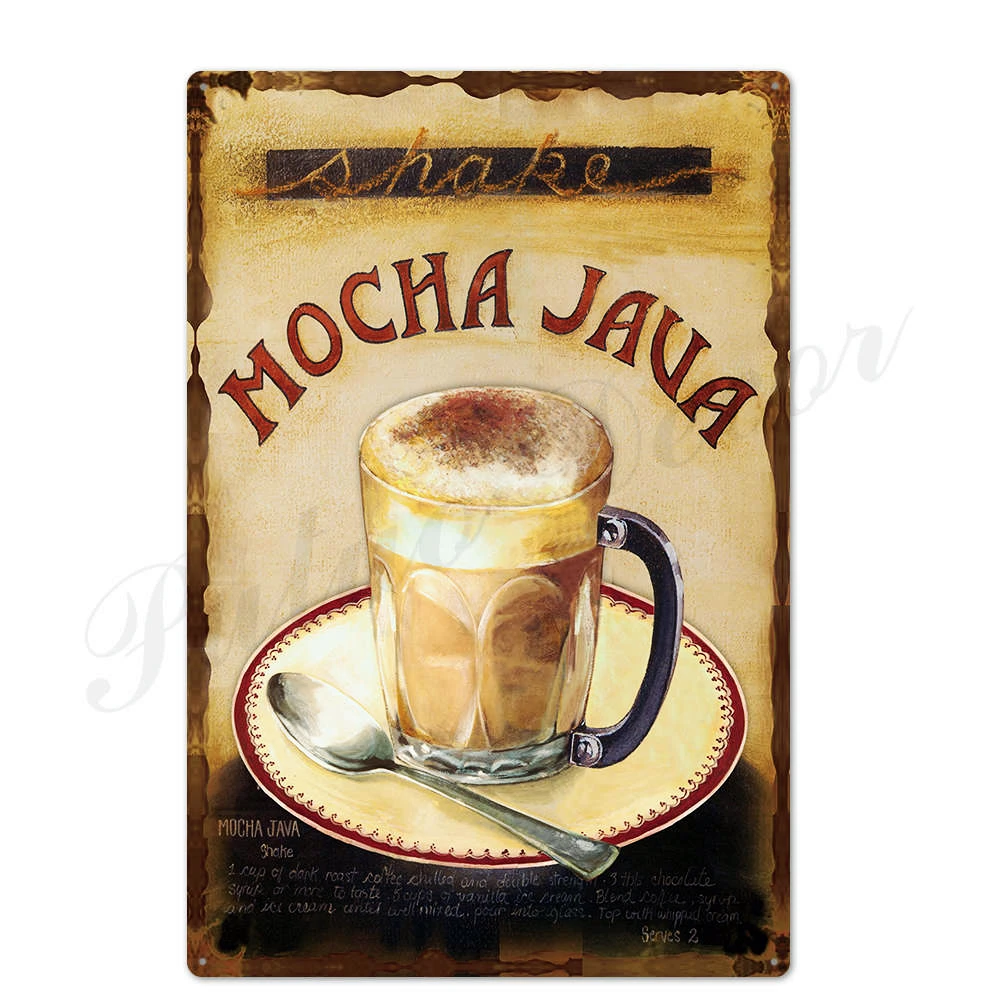 Coffee Menu Metal Sign for Cafe Bar Pub Wall Decor, Vintage Home Decor, Cappuccino Tin Signs, Latte Retro Plate Shots, A751