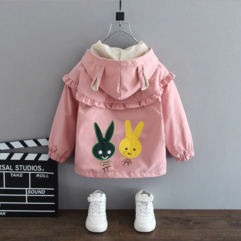 2021 New Autumn Girls Jacket Children Clothing Hoodie Baby Kids Coat Rabbit Zipper Long Sleeve Cotton Clothing 1 2 3 4 5 6 Years