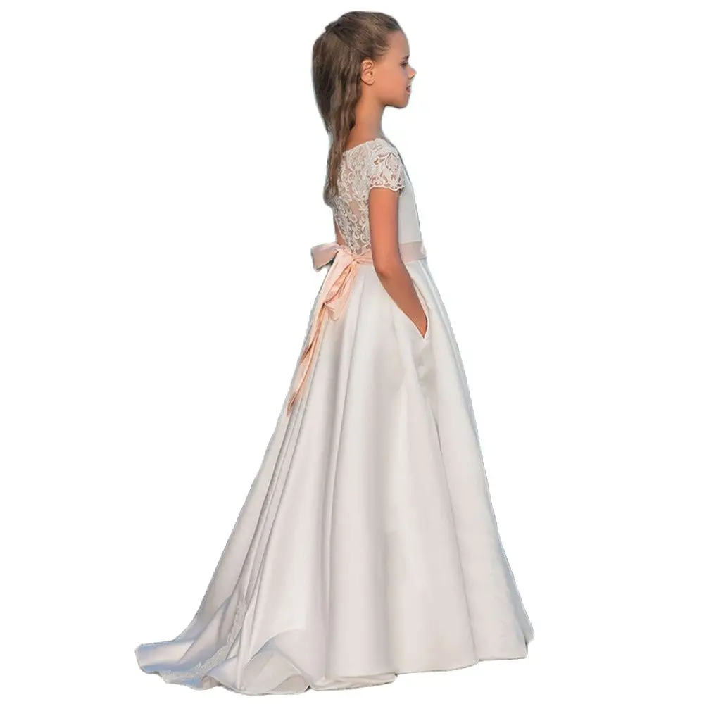 

New Arrivals Lace Beading Stone Flower Girls Gowns Kids Pageant Dresses First Communion Dresses For Weddings Vestidos deminha