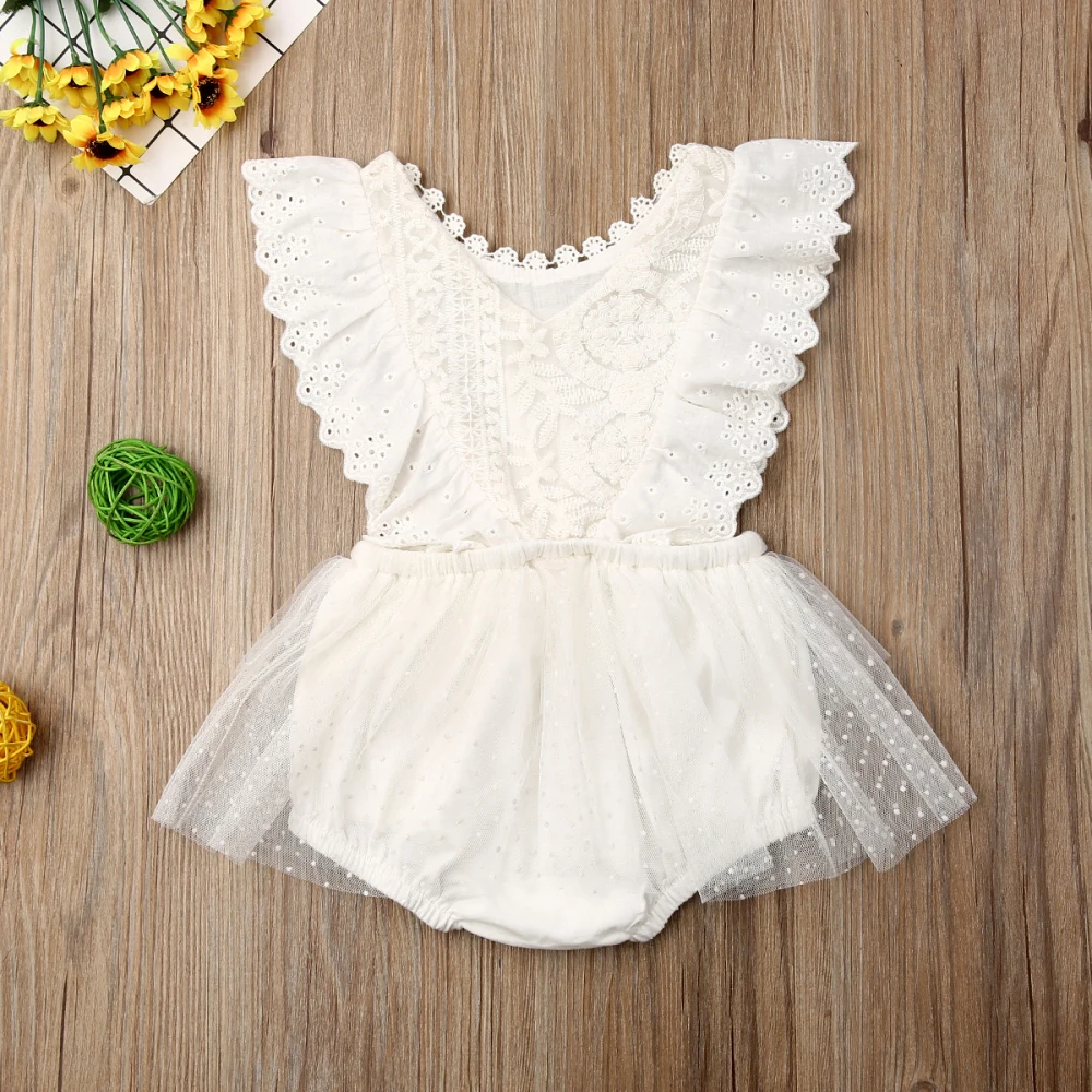 0-24 Months Baby Girl Clothes Girls Flower Lace Romper Newborn Jumpsuit Kids Tutu Princess Outfit Summer Kid One-Pieces Clothing