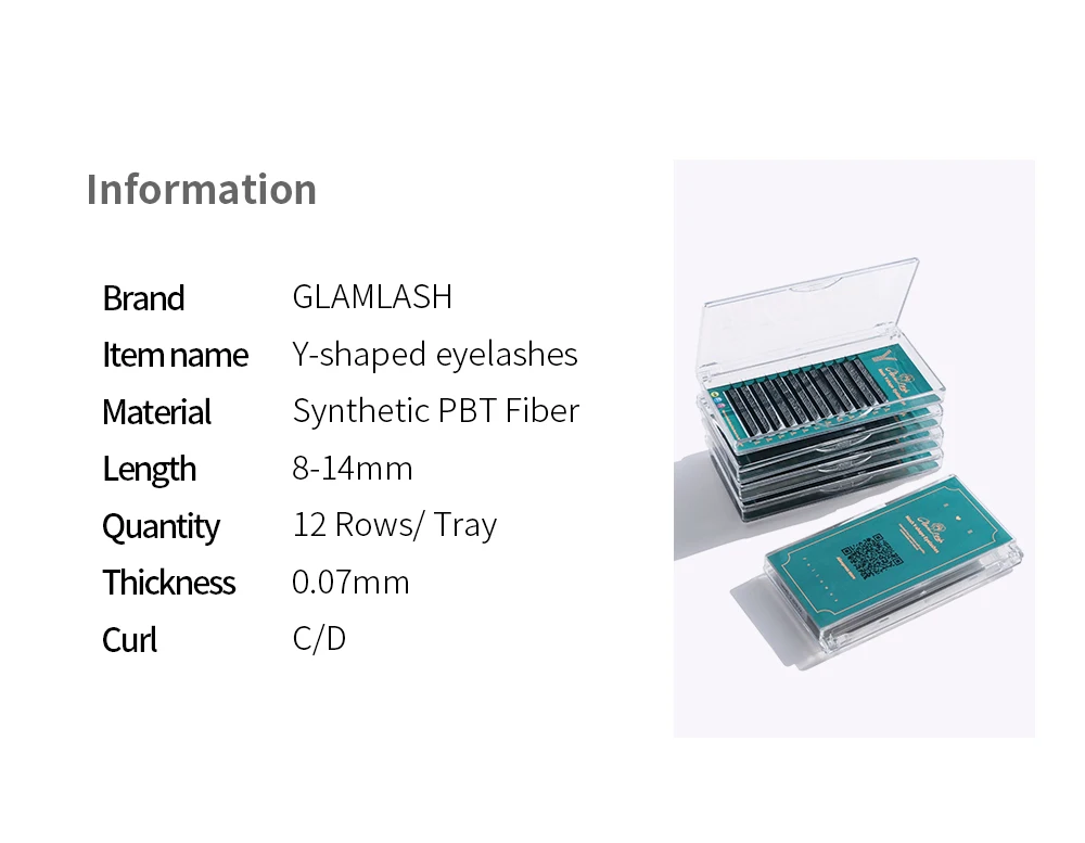 GLAMLASH Farbige Wimpern Y Blau Lila YY-Form Wimpernverlängerung 0,07 C/D Natürliche weiche synthetische Nerzblüte Falsche Wimpern – Detail 2
