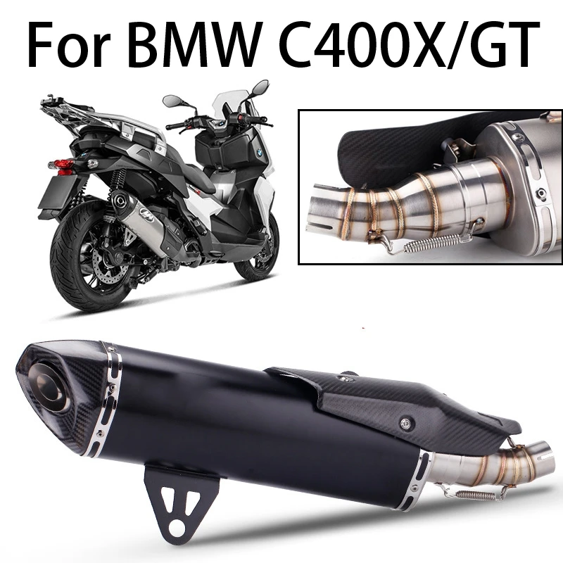 Motorcycle Exhaust Middle Mid Link Pipe Muffler Tube Carbon Fiber Header Escape Slip On For BMW C400X C400GT 2018 2019 2020 GP