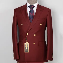 Men's Double Breasted Blazer Designer Costume Burgundy Jacket Prom Tuxedo Wedding Groom Terno Blazer Only Jacket 1 Piece