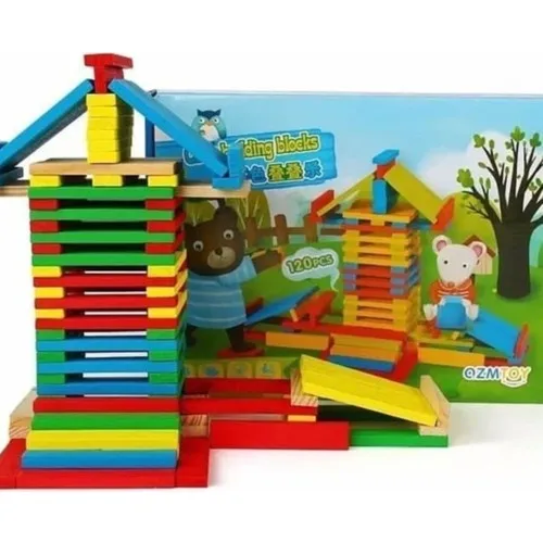 Hambag Wooden Montessori Blocks 120 Piece City Blocks Building Set