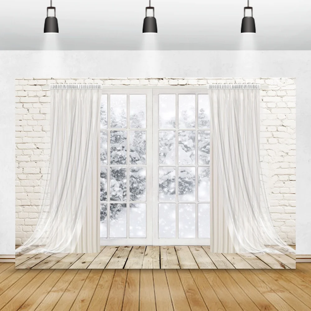 نافذة الشتاء غابة الثلج عيد الميلاد خلفية طبيعة ثلجية المشهد شجرة الصنوبر الأطفال صورة خلفيات للتصوير الفوتوغرافي