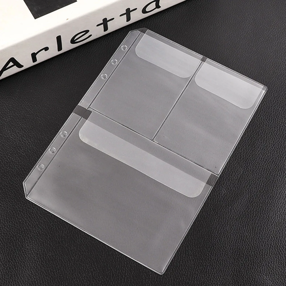 5pcs/Set  A5 A6 Transparent Storage Cards Holder Accessories PVC For Binder Rings Notebook 6 Hole Loose Leaf Filing Storgae Bags