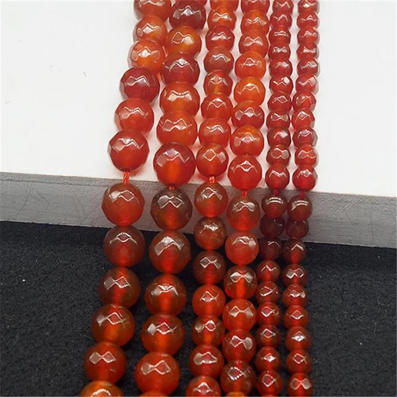 Natural stone red carnelian onyx agat faceted round 4mm 6mm 8mm 10mm 12mm diy beads women jewelry making finding 15inch MY5070